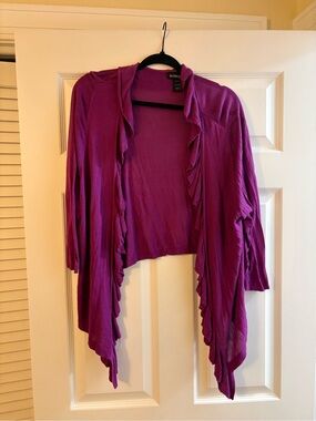 Lane Bryant Ruffle-Front Open Cardigan